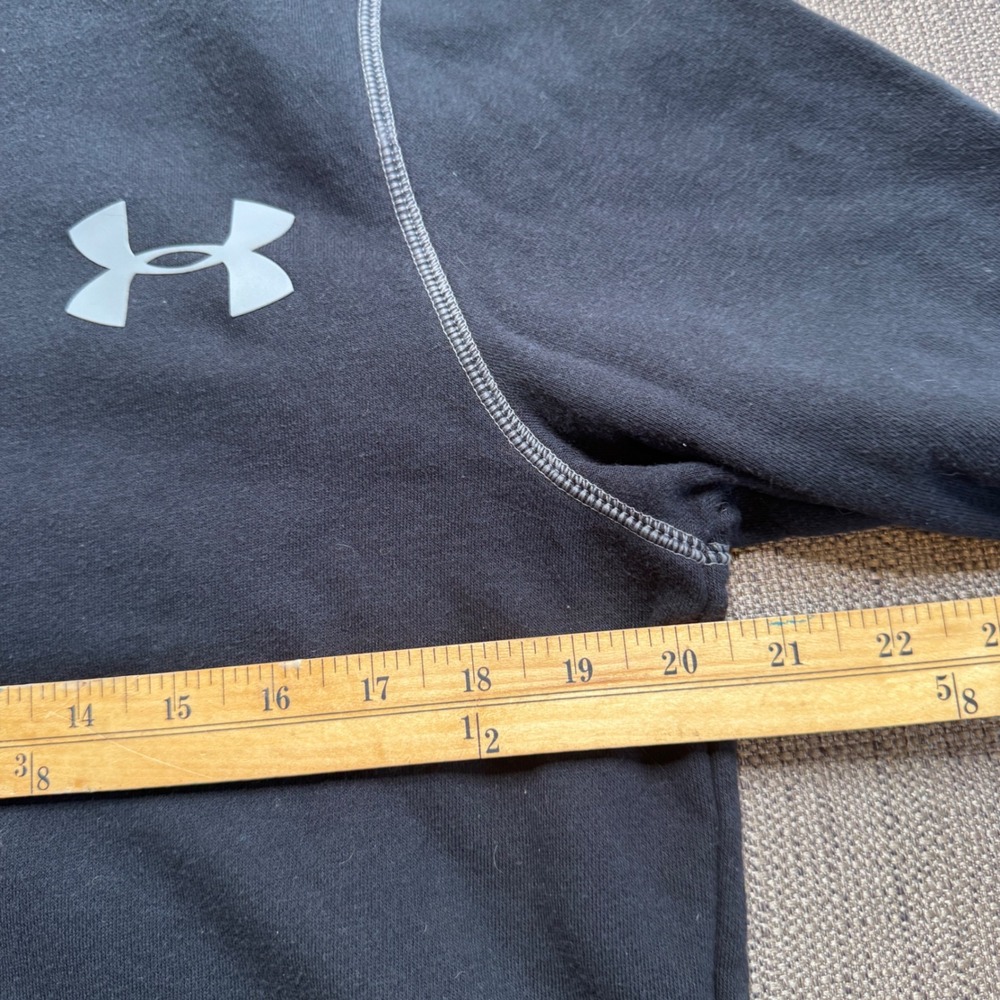 Under Armour ColdGear Hoodie Mens Small Black Grey Contrast Stitch Pullover - Picture 6 of 9